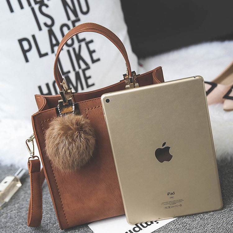 Fur ball bag matte fashion portable shoulder bag s