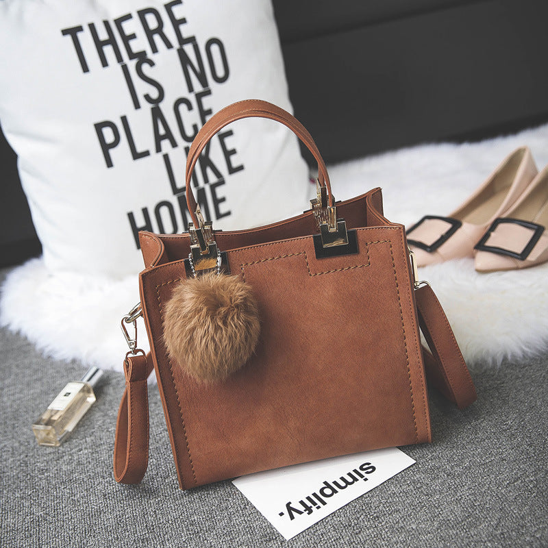 Fur ball bag matte fashion portable shoulder bag s