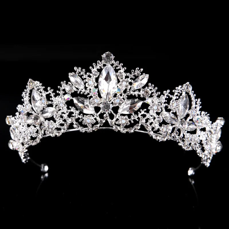 Luxury Crystal AB Bridal Crown Tiaras Light Gold Diadem Tiaras for Women Bride Wedding Hair Accessories