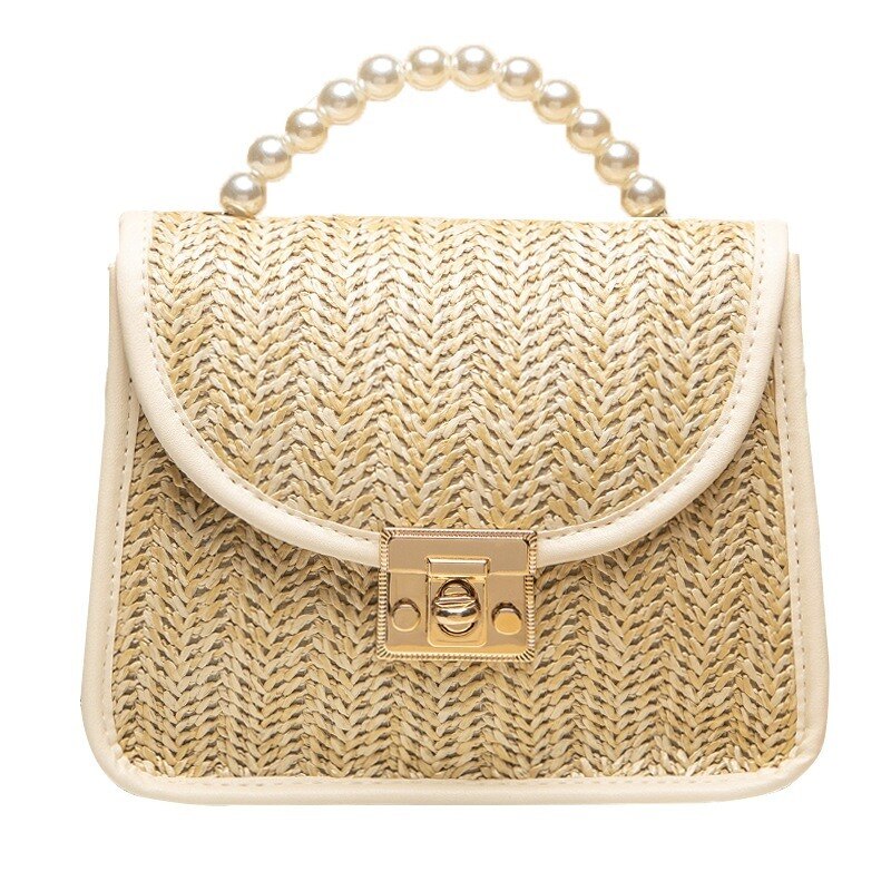 Womens Bag High-quality Pearl Bohemia Summer Girl Bag Pastoral Wind Woven Bag Retro Hand-held Straw Bag Fashion Sidebag