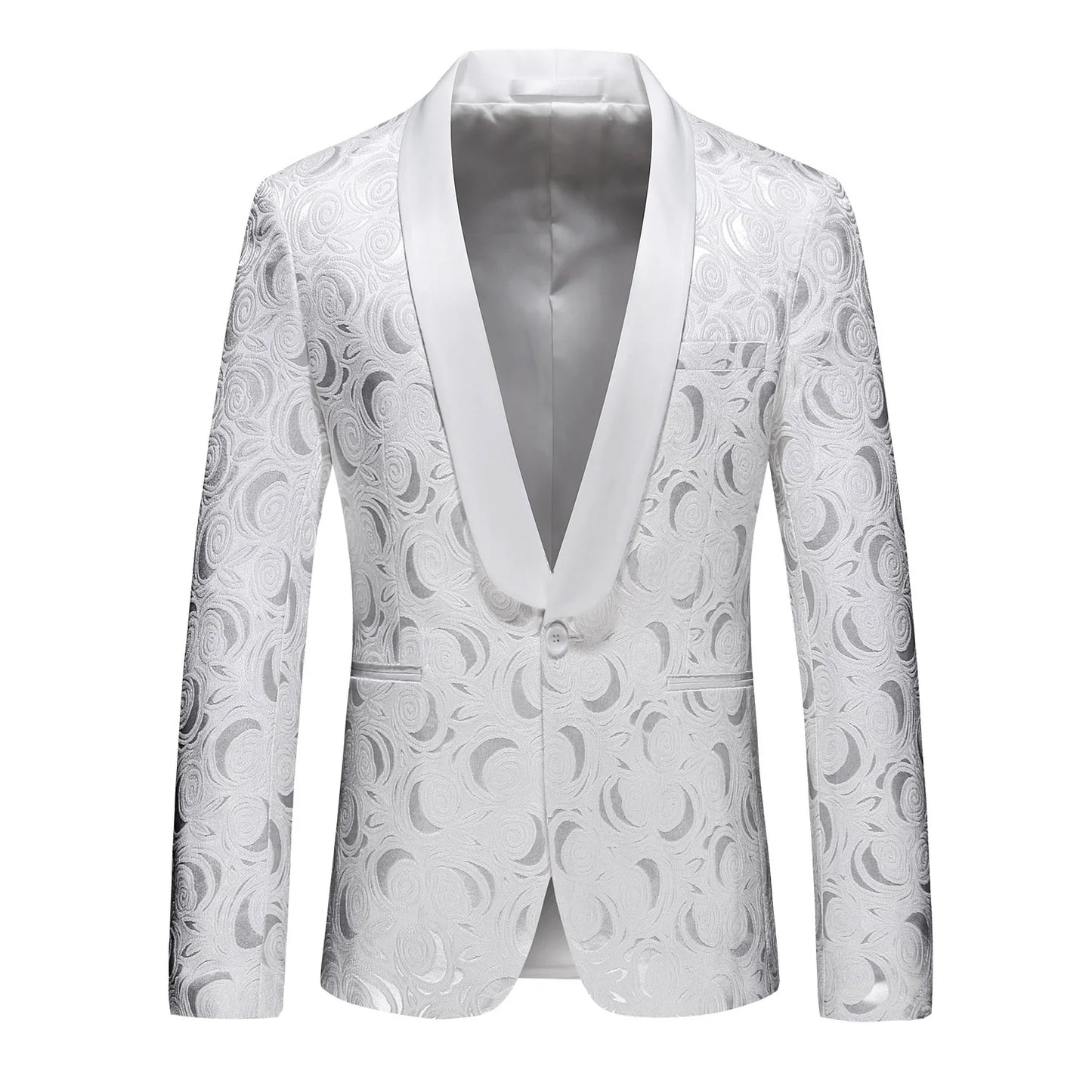 Unisex Formal Suit Jackets Business Uniform Work Blazer Tops Solid Regular Slim Fit White Wedding Suit