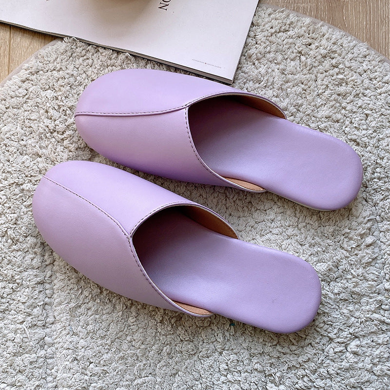 New Japanese Haining skin slippers home home spring and autumn men's/women's anti-slip couple home custom manufacturer leather slippers