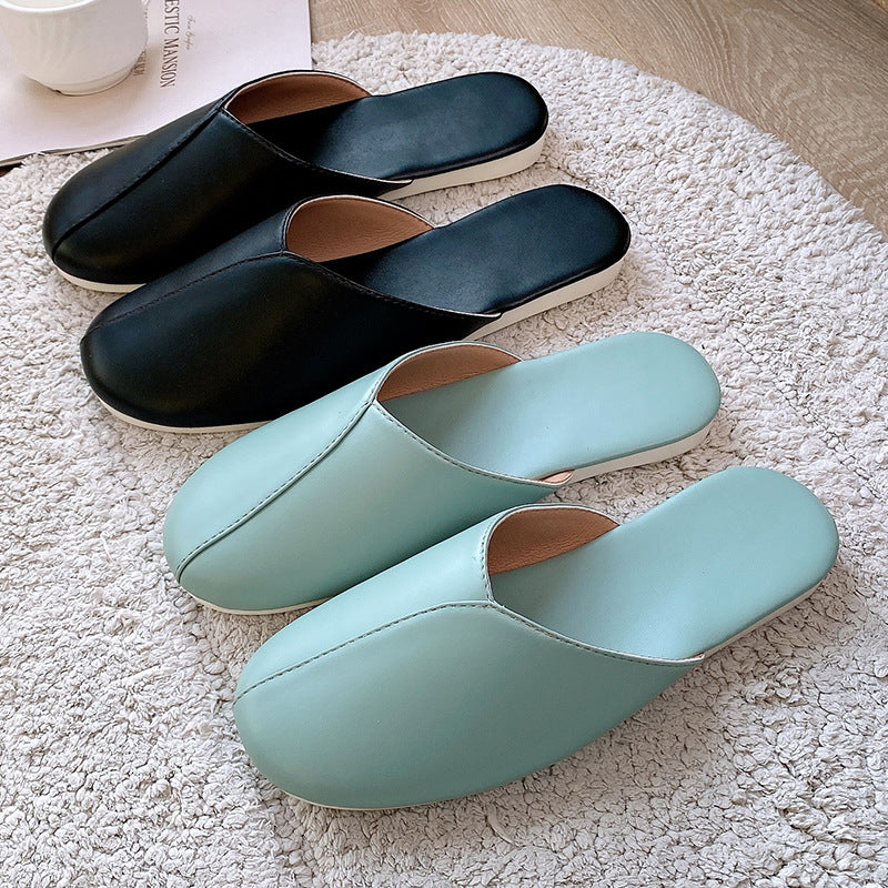 New Japanese Haining skin slippers home home spring and autumn men's/women's anti-slip couple home custom manufacturer leather slippers