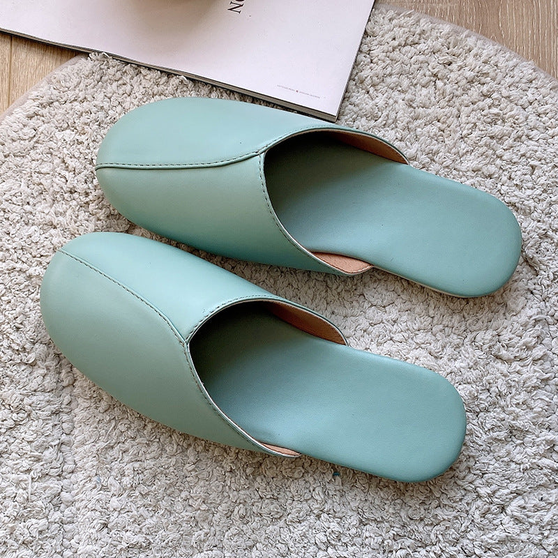 New Japanese Haining skin slippers home home spring and autumn men's/women's anti-slip couple home custom manufacturer leather slippers