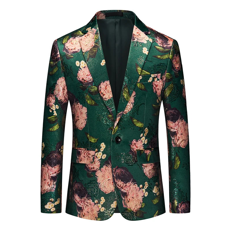 Unisex Blazer Fashion British Style Printing Stitching Pattern Slim Fit Casual High-quality Clothing Suit