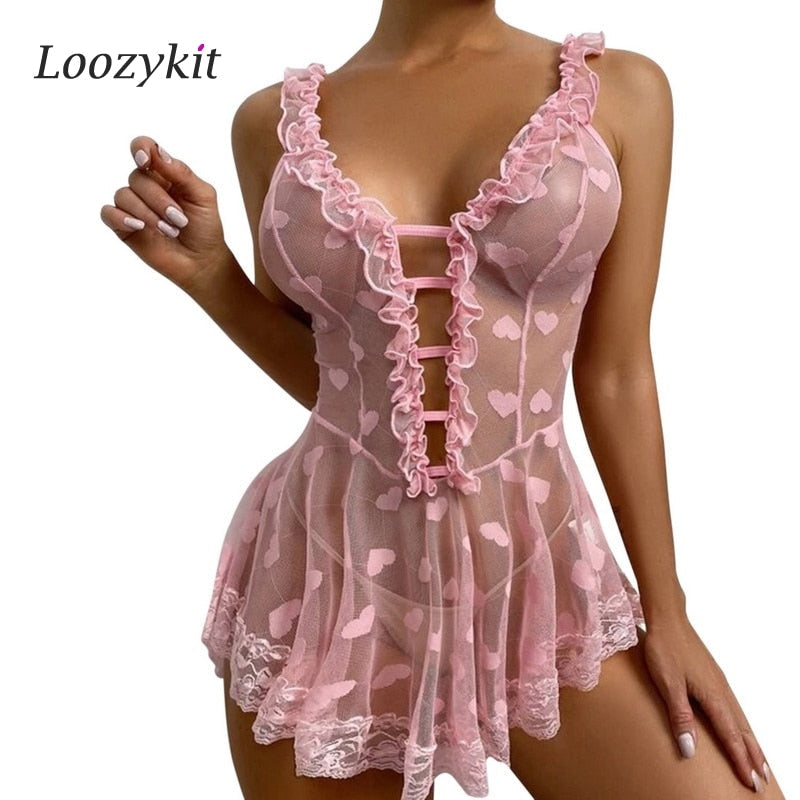 Woman Lingerie Sexy Sleepwear Lace Dress Sexy Baby Doll Lingerie Hot Erotic Underwear Nightwear Pajamas