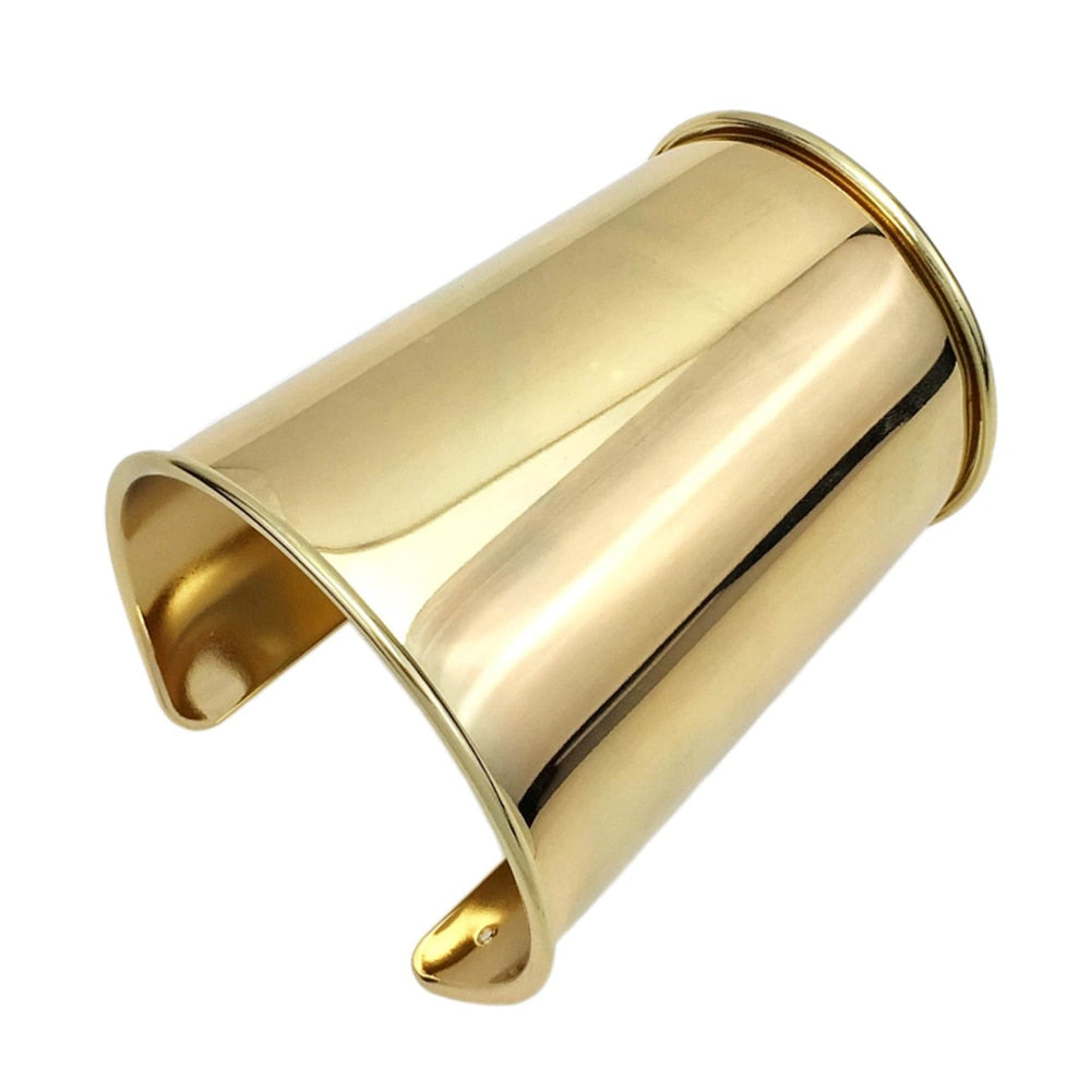 Smooth Metal Cuff Bracelets & Bangles For Women Statement Opened Alloy Long Big Bangle Fashion Jewelry Gold Color