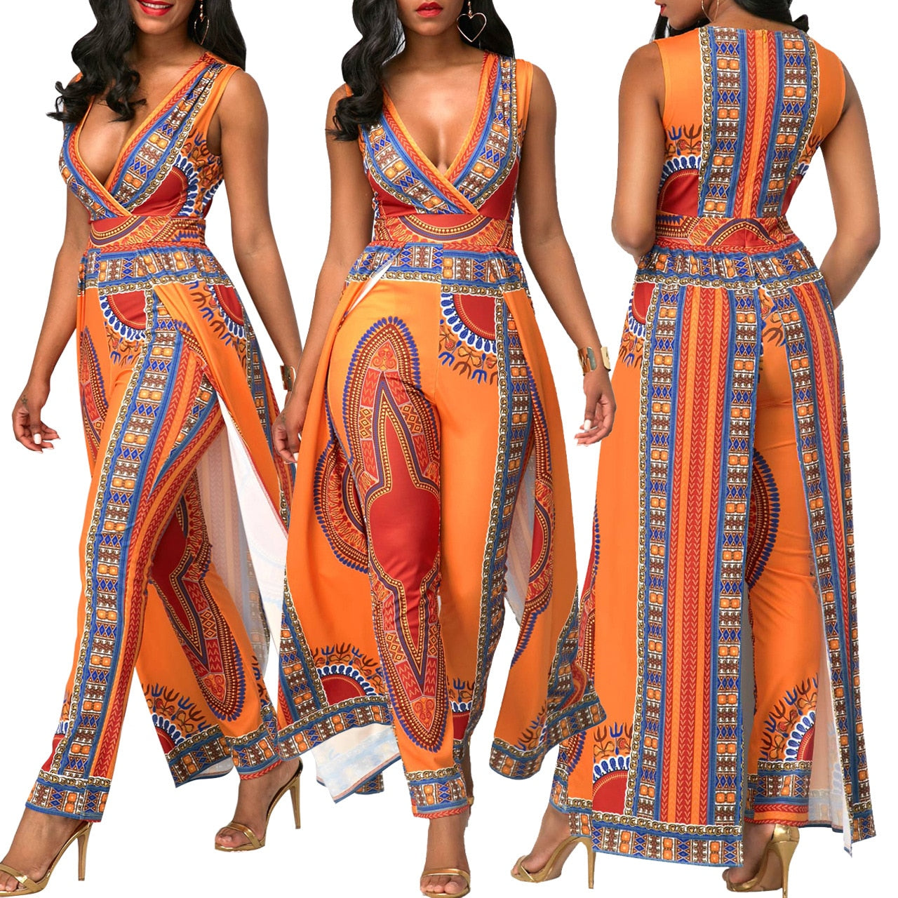 African Clothes for Women Traditional Kaftans Sets 2024 Summer Fashion Ethnic Printing Suit Ladies Casual Sleeveless Costume