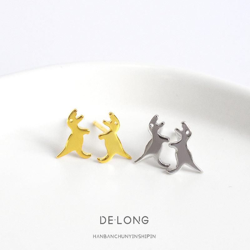 sterling silver dinosaur model earrings