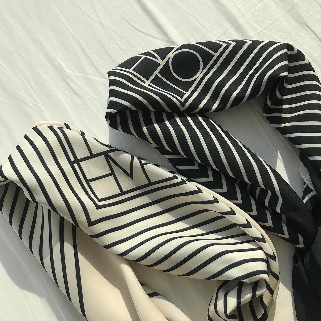 Striped hundred small silk scarves cross-border spring and summer 70cm small square towel female hundred tissue