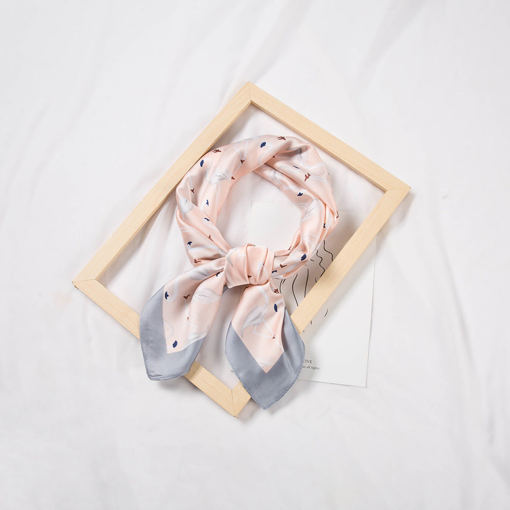 Striped hundred small silk scarves cross-border spring and summer 70cm small square towel female hundred tissue