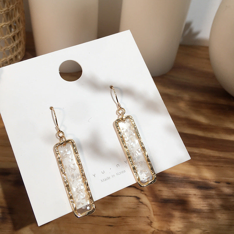 Geometrical seashell powder drops oil earrings