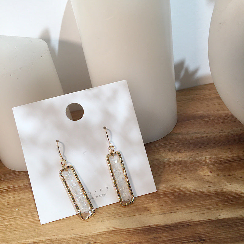 Geometrical seashell powder drops oil earrings