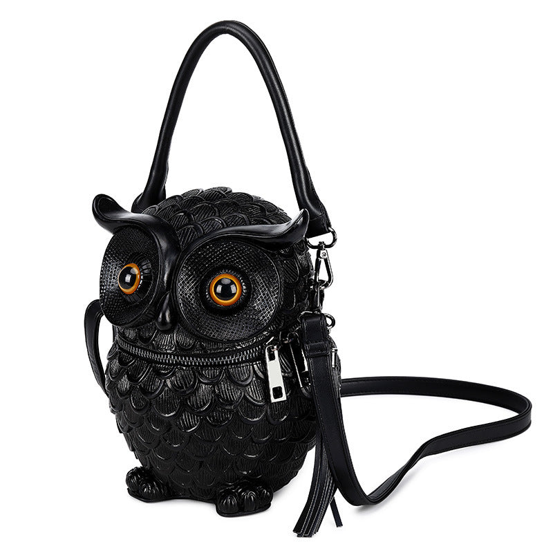 Embossed three-dimensional creative handbags punk simulation owl shoulder diagonal bag