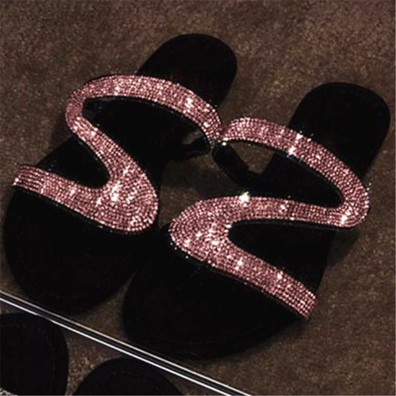 Ladies Flat Bling Glitter Sandals