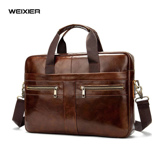 Cross-border Men's Briefcase Genuine Leather Men's Bag Business Bag 14 Inch Computer Bag Men's Portable Shoulder Business