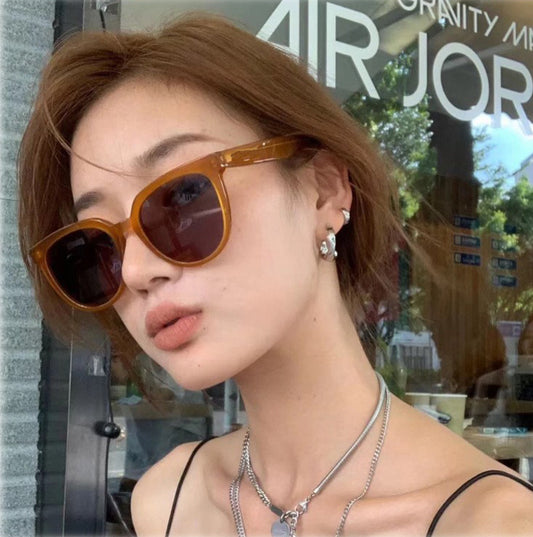 Concave street stylish tea tone mirror sunglasses