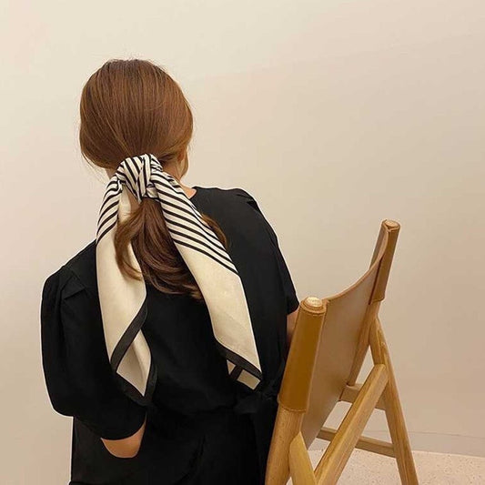 Striped hundred small silk scarves cross-border spring and summer 70cm small square towel female hundred tissue