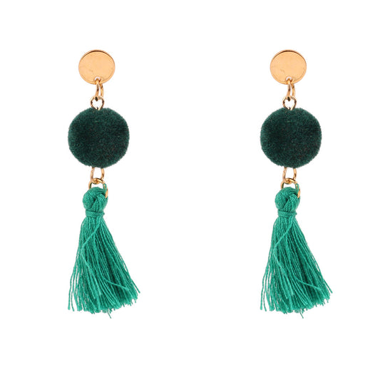 Retro plush ball wool soda earrings