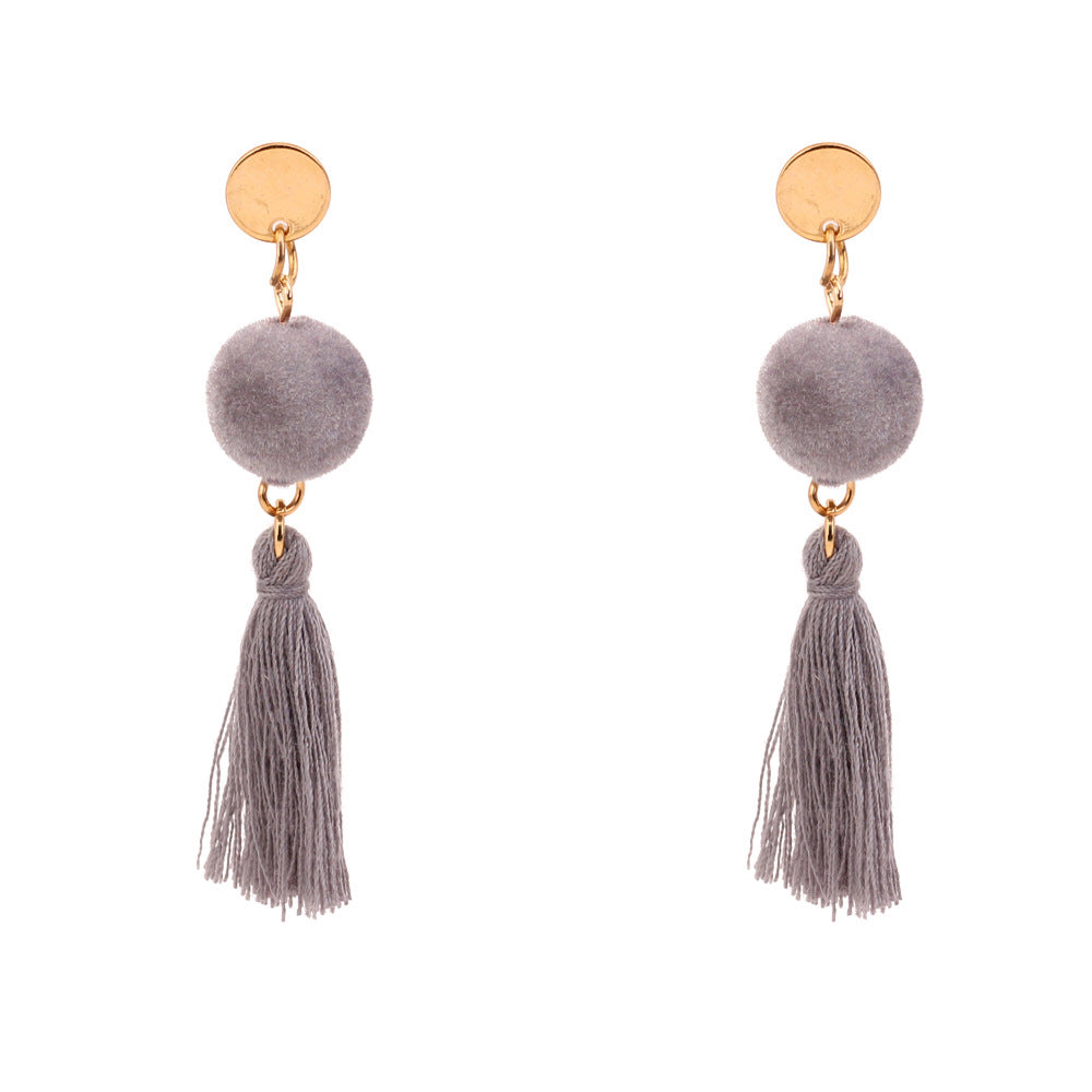 Retro plush ball wool soda earrings