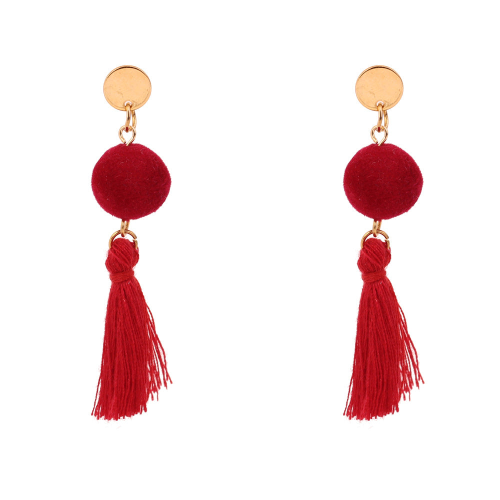 Retro plush ball wool soda earrings