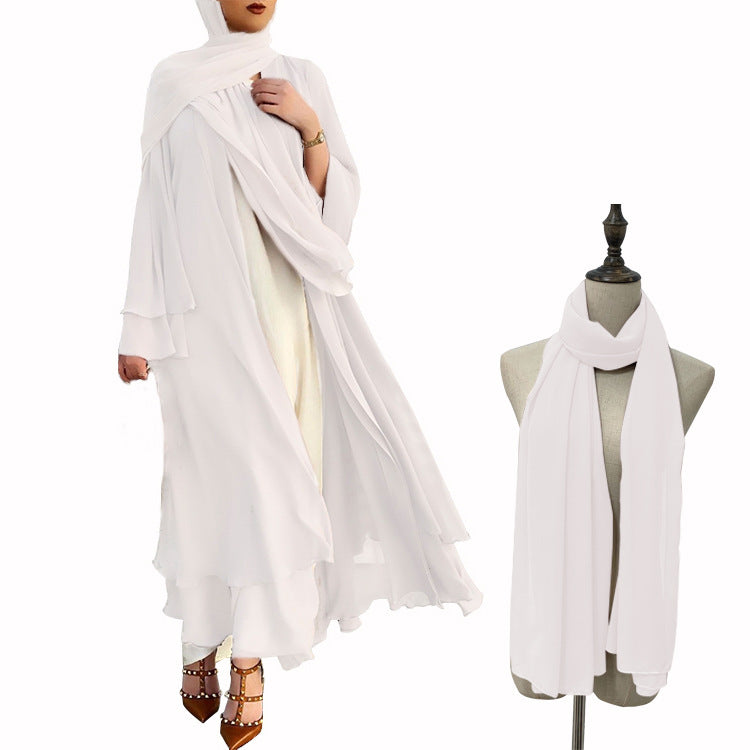 Soft chiffon large size women's dress with headscarf