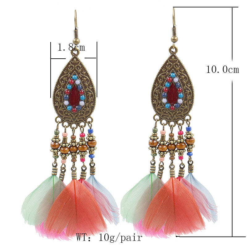 Retro fashion feather stream Supo earrings