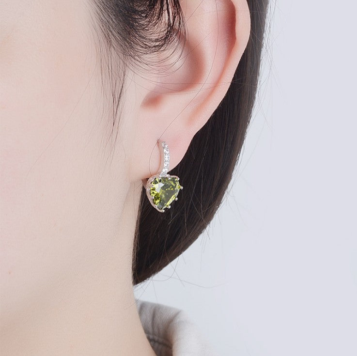 Heart-shaped zircon earrings buckle fashion