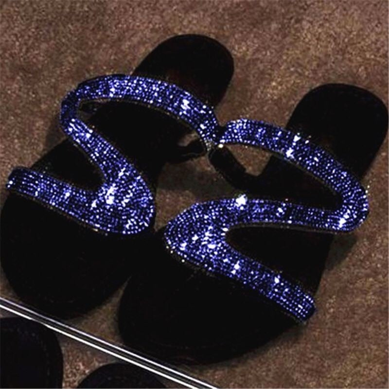 Ladies Flat Bling Glitter Sandals