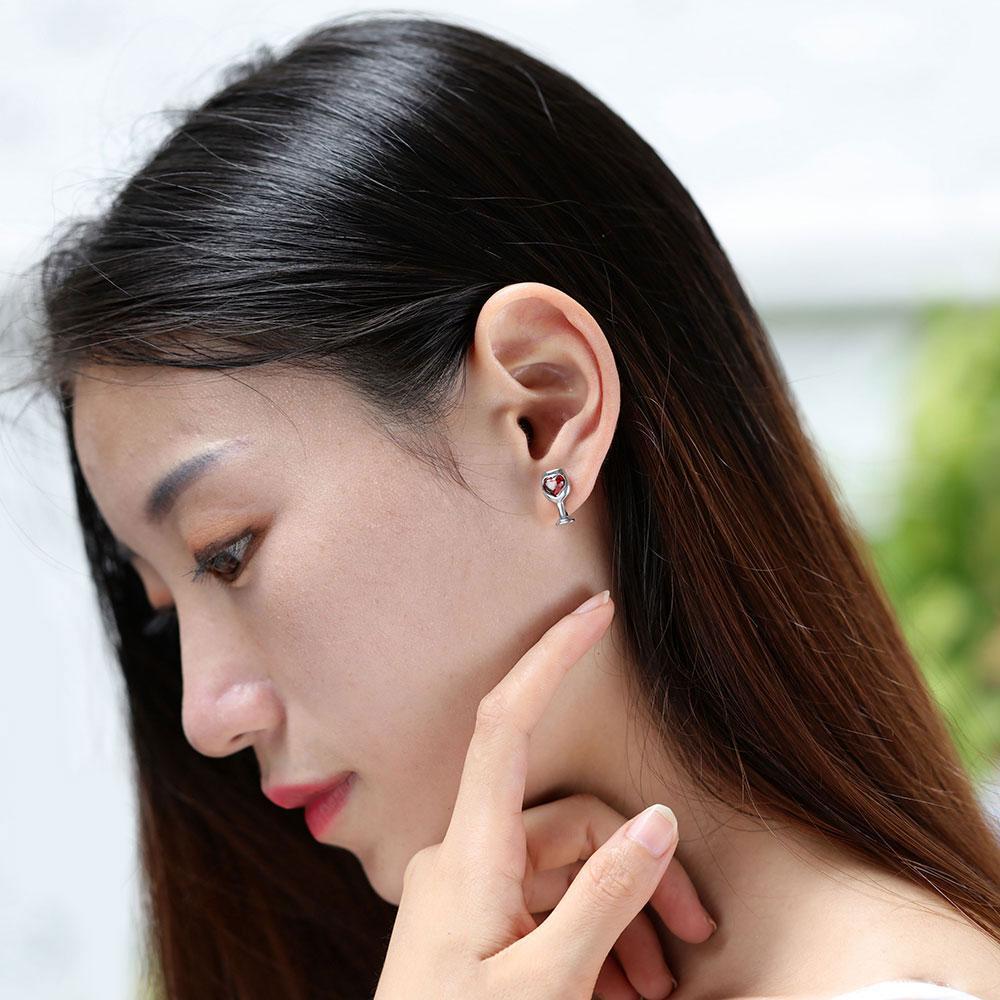 Wine high cup love-shaped earrings European women banquet wedding earrings