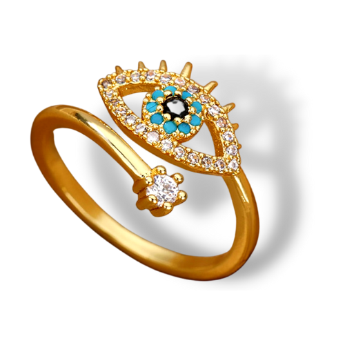 Zirkonia Ring mit blauem Auge