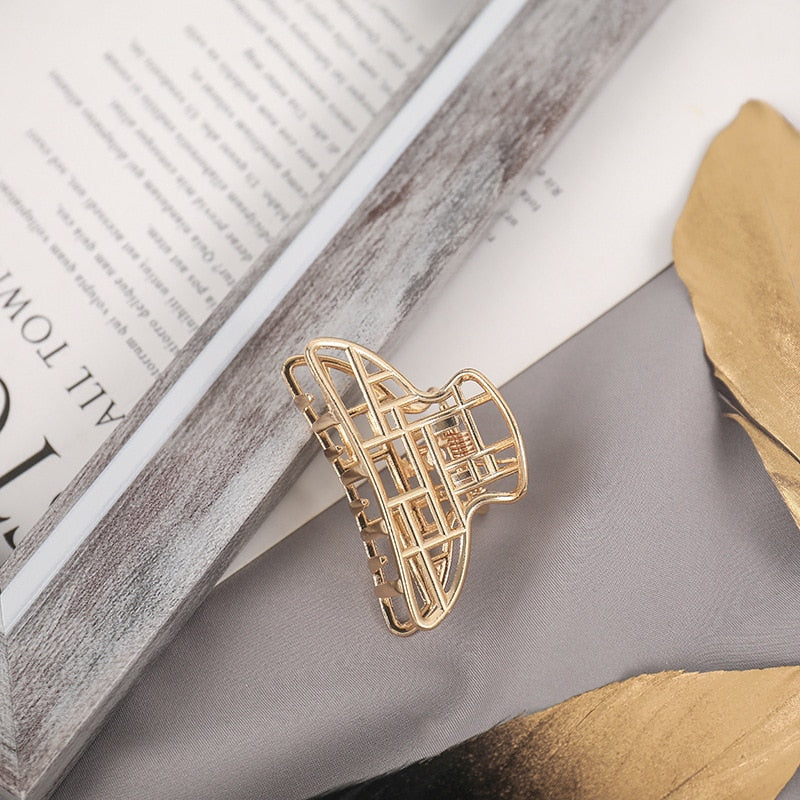 Elegant Gold Silver Hollow Geometric Metal Hair Claw Vintage Hair Clips Headband Hairpin Fashion Hair Accessories