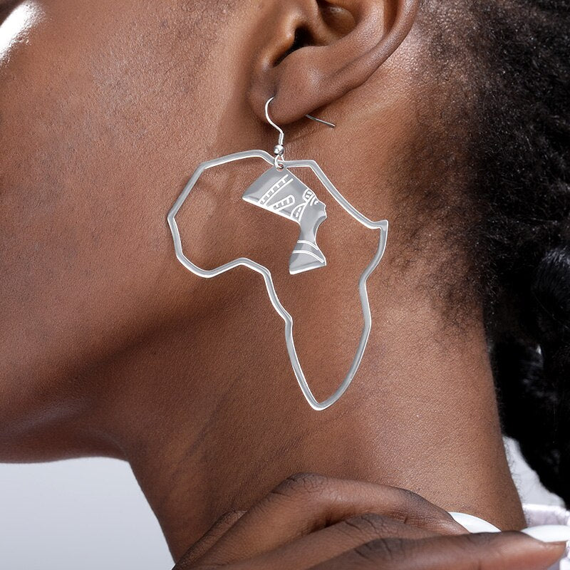 Africa Map Stainless Steel Earrings