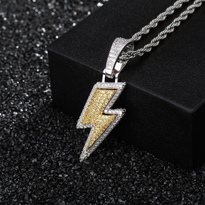 Retro Full Zircon Lightning Necklace