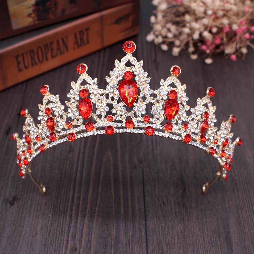 Luxury Crystal Crown Tiaras Light Gold Diadem Tiaras for Women Bride Wedding Hair Accessories