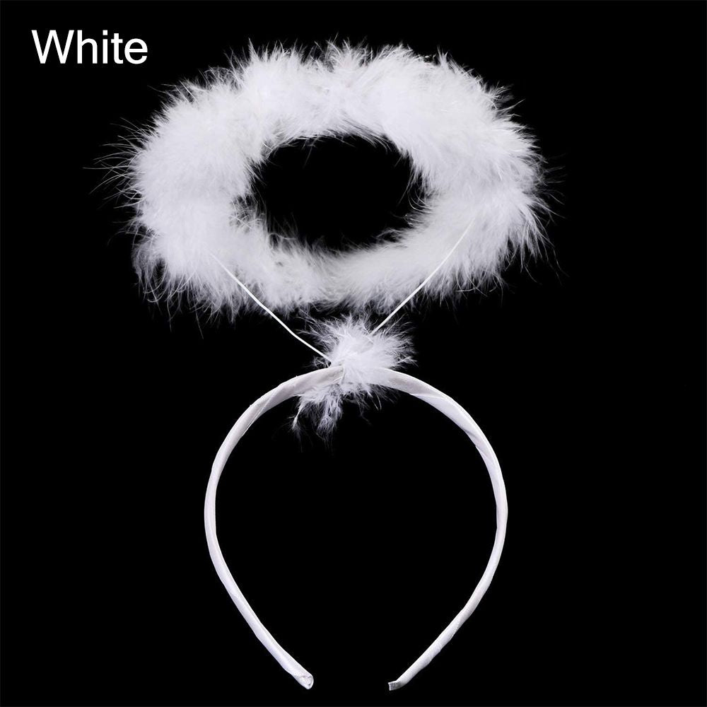 Angel Halo Headband, Black White Feather Angel Headband