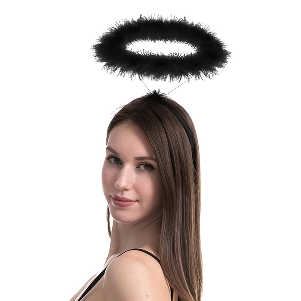 Angel Halo Headband, Black White Feather Angel Headband