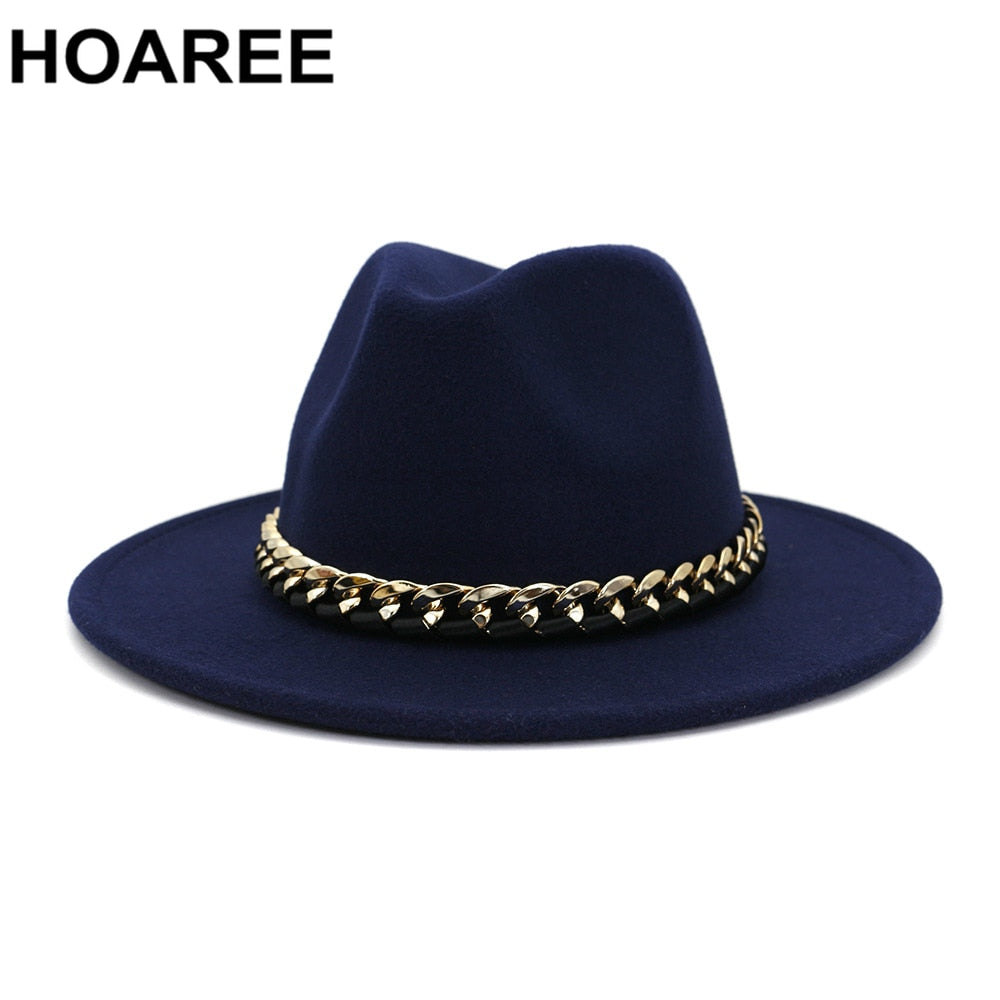 Fedora Hat Women navy British Style Jazz Hat Autumn Winter Woolen Cap Tribly Cap Panama Outdoor Casual Hat