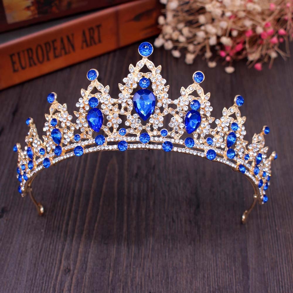 Luxury Crystal Crown Tiaras Light Gold Diadem Tiaras for Women Bride Wedding Hair Accessories