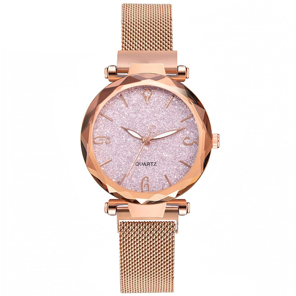 Rose Gold Women Watch 2021 Top Brand Luxury Magnetic Starry Sky Lady Wrist Watch Mesh Female Clock For Dropship relogio feminino