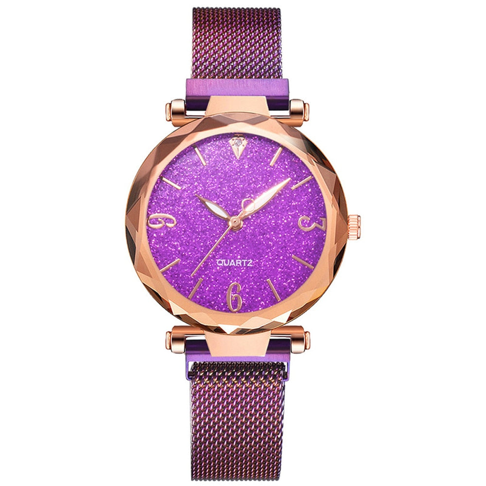 Rose Gold Women Watch 2021 Top Brand Luxury Magnetic Starry Sky Lady Wrist Watch Mesh Female Clock For Dropship relogio feminino