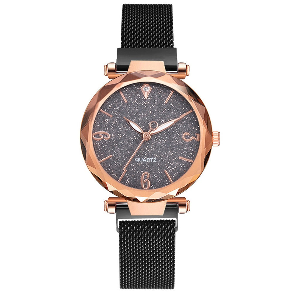 Rose Gold Women Watch 2021 Top Brand Luxury Magnetic Starry Sky Lady Wrist Watch Mesh Female Clock For Dropship relogio feminino