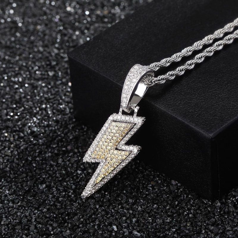 Retro Full Zircon Lightning Necklace