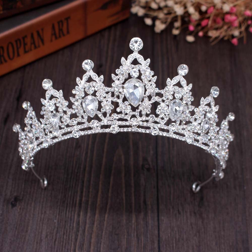 Luxury Crystal Crown Tiaras Light Gold Diadem Tiaras for Women Bride Wedding Hair Accessories