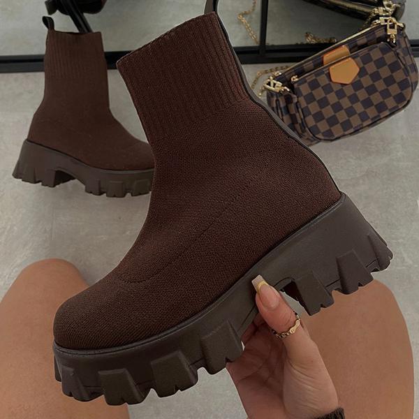 2021 Autumn Winter New Couple Socks Shoes Women Thick-soled Casual Net Red Knitted Short Boots Women Botas De Mujer Large Size