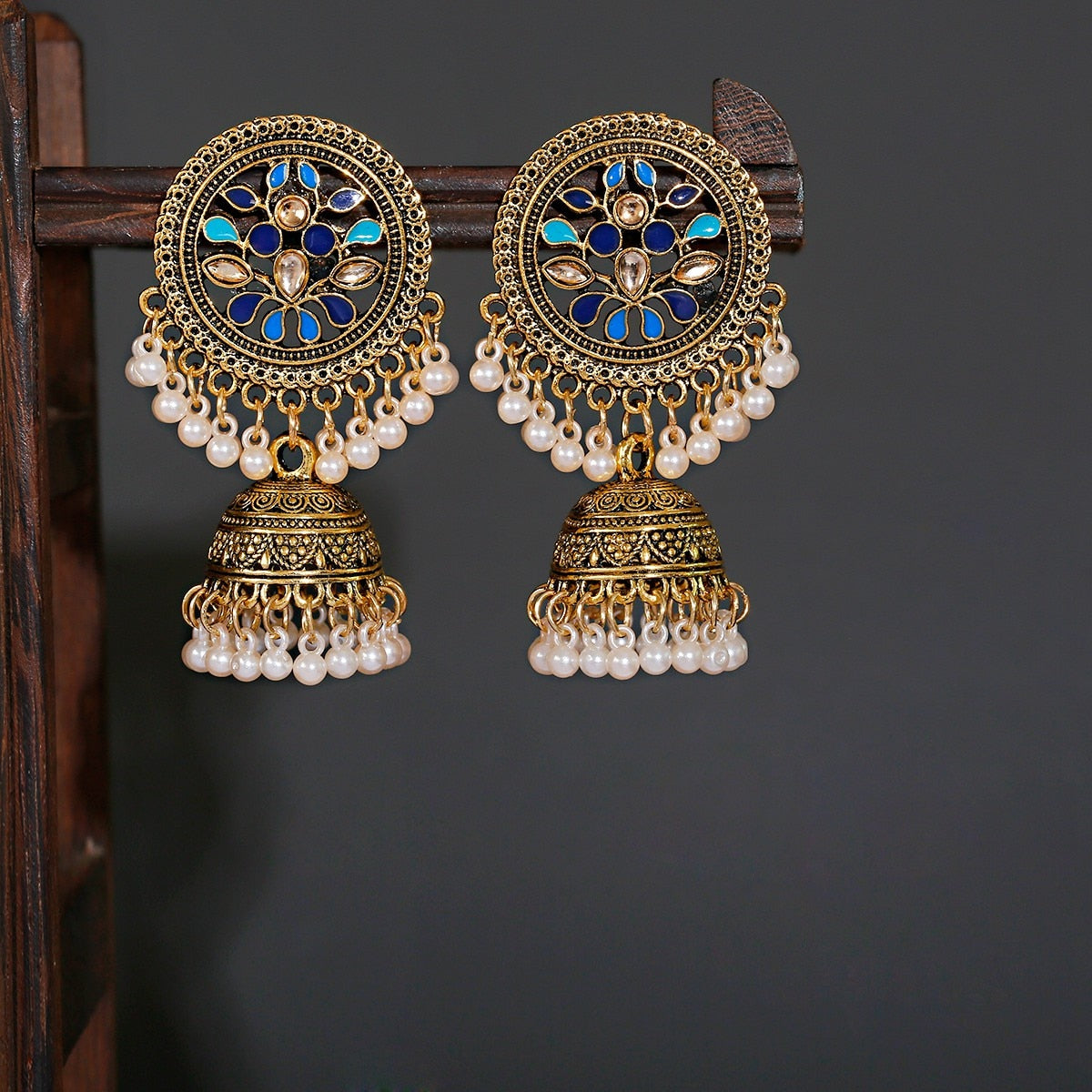 Antique Gold Big Round Circle Gypsy Drop Earrings