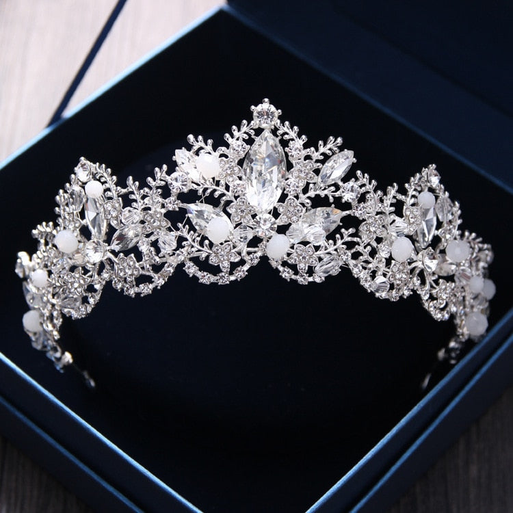 Luxury Crystal Crown Tiaras Light Gold Diadem Tiaras for Women Bride Wedding Hair Accessories