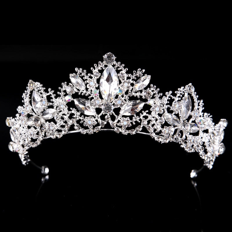 Luxury Crystal Crown Tiaras Light Gold Diadem Tiaras for Women Bride Wedding Hair Accessories