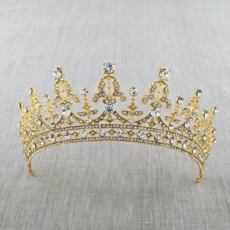 Luxury Crystal Crown Tiaras Light Gold Diadem Tiaras for Women Bride Wedding Hair Accessories