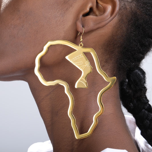 Africa Map Stainless Steel Earrings